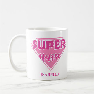 Caneca De Café Super Enfermeiro Personalizado Rosa
