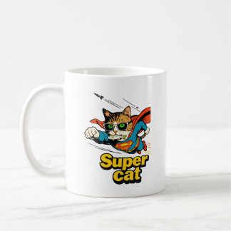 Caneca De Café Super Gato Voando com Peixe