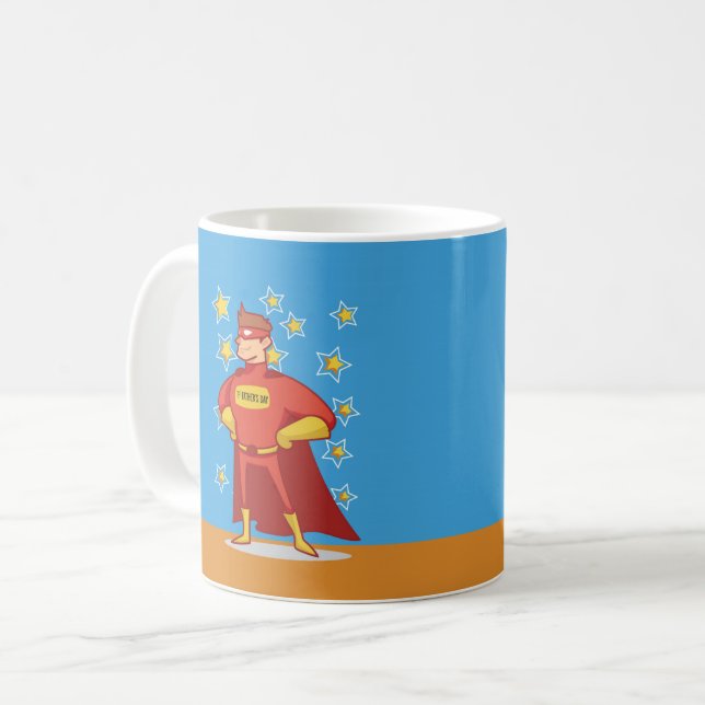 Caneca De Café Super-herói do primeiro Dia de os pais (Frente Esquerda)
