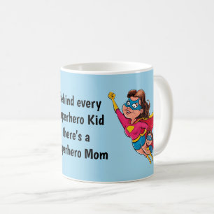 Caneca De Café Super-herói Mãe e Criança Personalizada