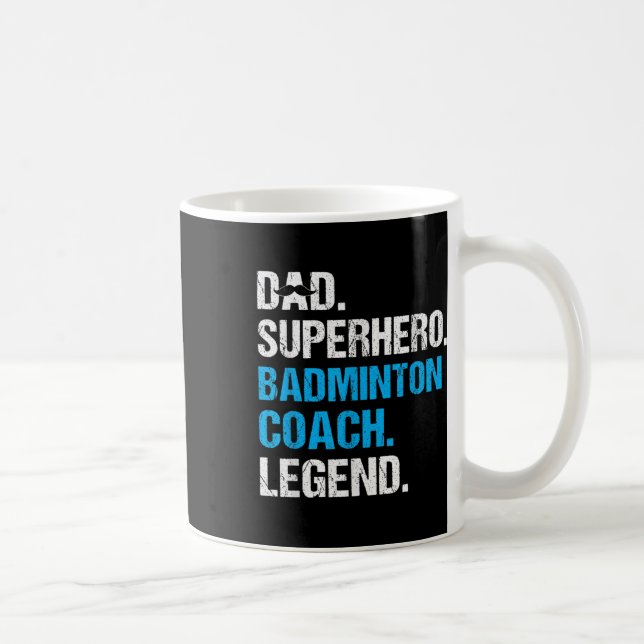 Caneca De Café Super Herói pai Badminton Treinador Engraçado Badm (Direita)