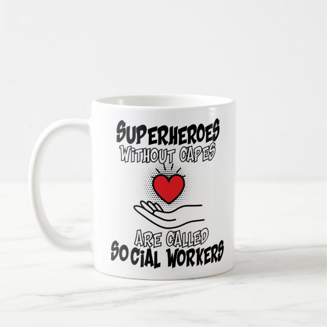 Caneca De Café Super-heróis Sem Capes São Engraçados Pelo Trabalh (Esquerda)