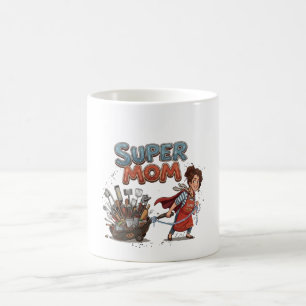 Caneca De Café Super Mãe Cozinha Super-Herói Cartoon