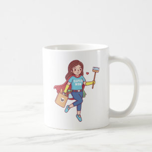 Caneca De Café Super Mãe, Dia de as mães engraçada.