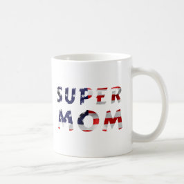 Caneca De Café Super-mãe e a bandeira americana