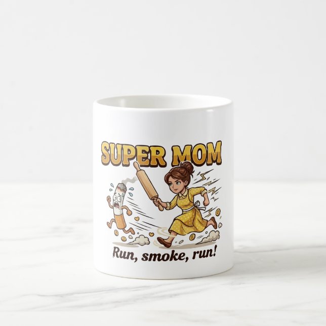 Caneca De Café Super Mãe Fumando Engraçado (Centro)