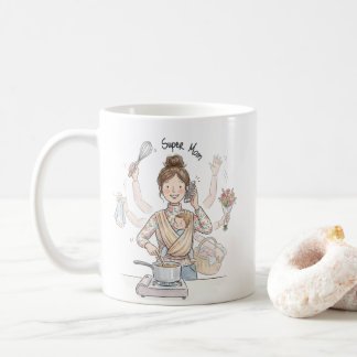Caneca De Café Super Mom Multitasking Illustration Mug | Cute Mug