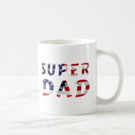 Caneca De Café Super Pai e a Bandeira Americana