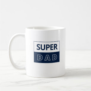 Caneca De Café Super Pai em Azul e Branco