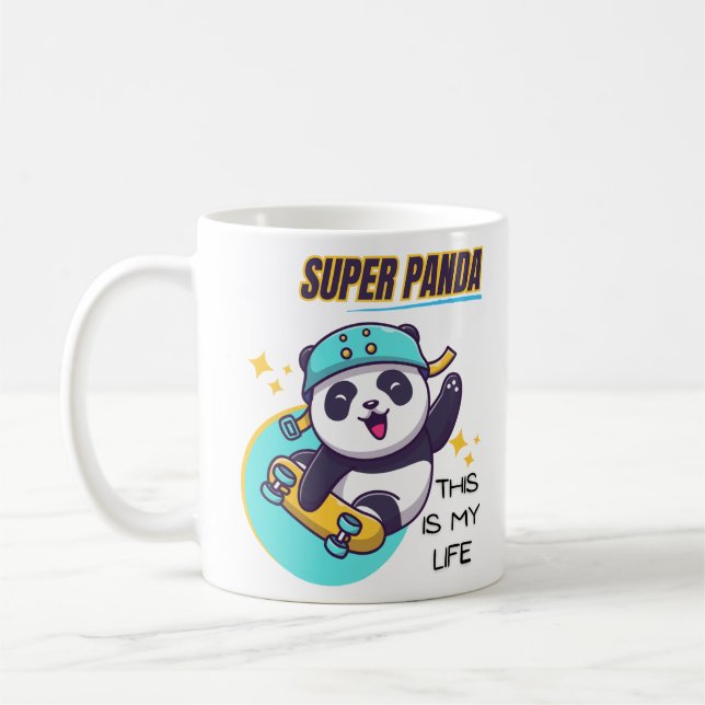 Caneca De Café Super Panda Skate Long Sleeve (Esquerda)