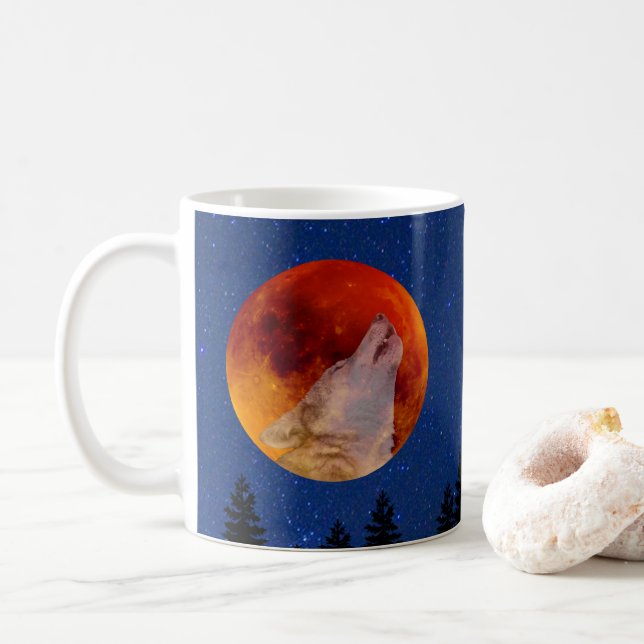 Caneca De Café Super Sangue Wolf Moon 2019 (Com Donut)