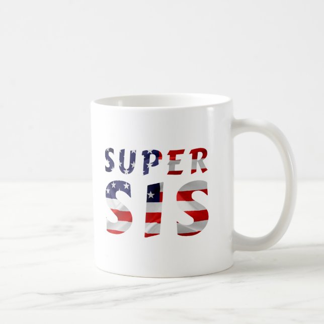 Caneca De Café Super Sis e a bandeira americana (Direita)
