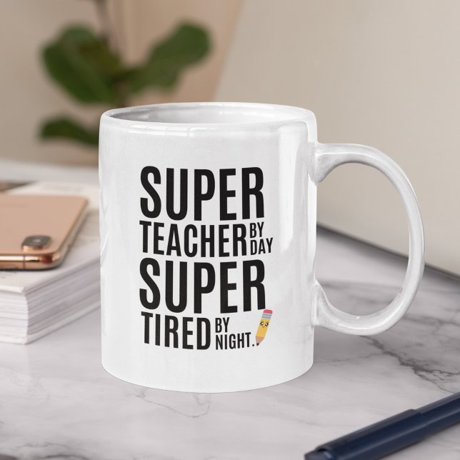 Caneca De Café Super Teacher By Day Funny Teacher (Criador carregado)