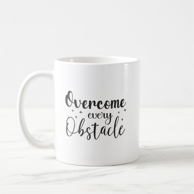 Caneca De Café Superar Cada Obstáculo - Gym, Hustle, Sucesso (Esquerda)