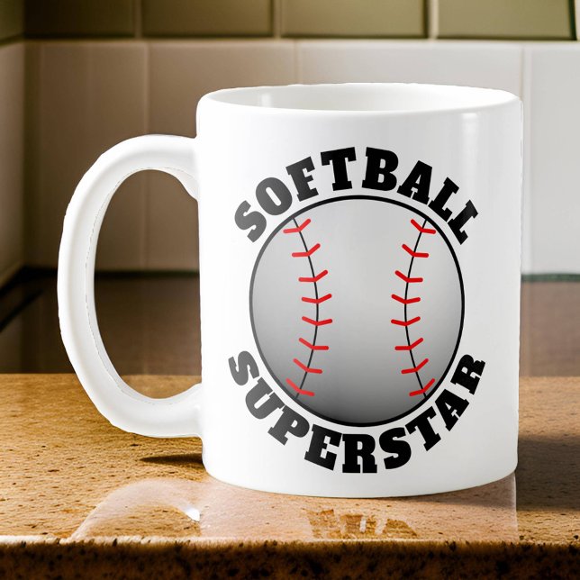 Caneca De Café Superestrela do Softbol Esporte (Softball Superstar Mug)