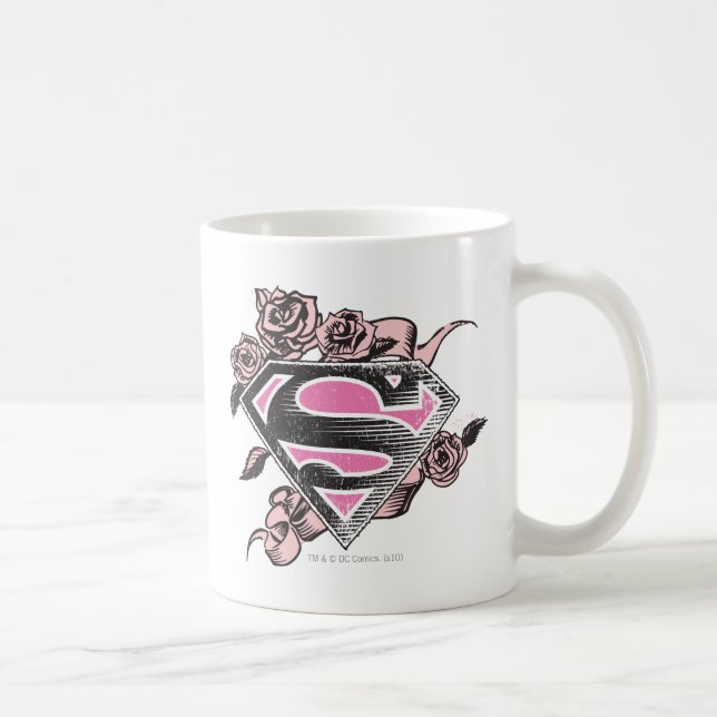 Caneca De Café Supergirl Logo with Roses (Direita)