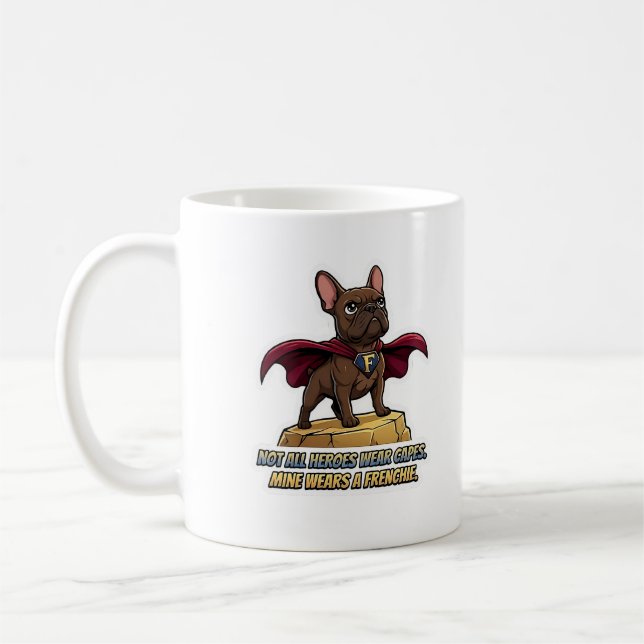 Caneca De Café Superhero French Bulldog Cute Frenchie Hero Design (Esquerda)