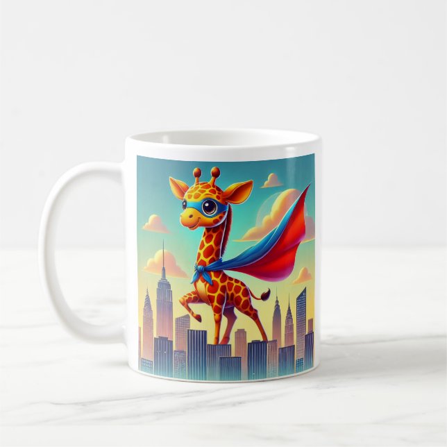 Caneca De Café Superherói Girafa Personalizável (Esquerda)
