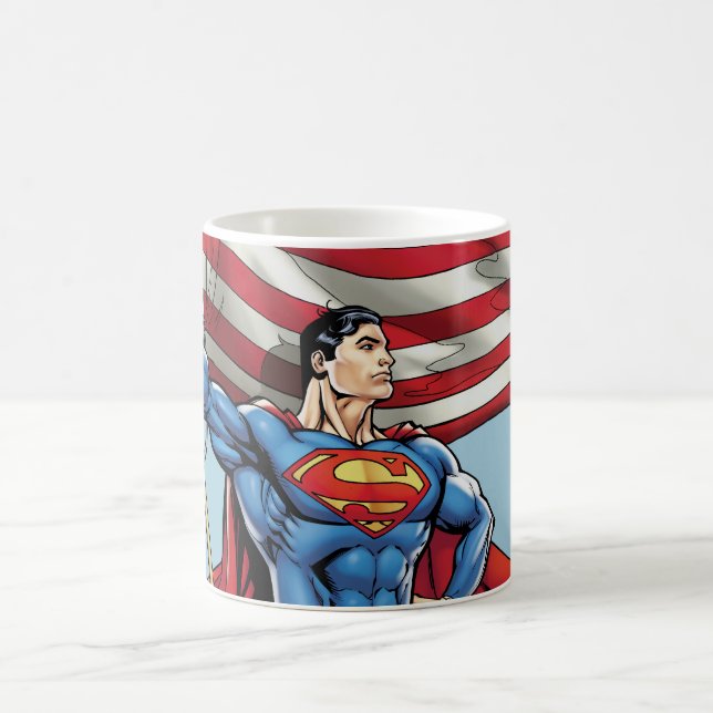 Caneca De Café Superman Holding Bandeira dos EUA (Centro)