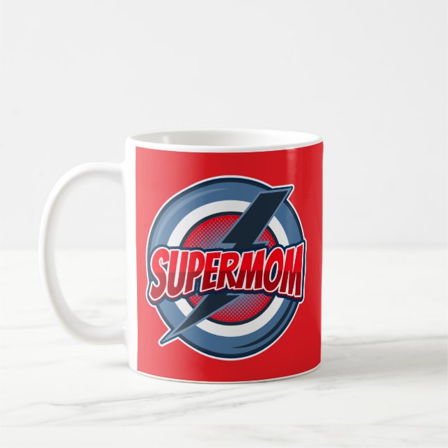 Caneca De Café Supermom retro logo style  (Esquerda)