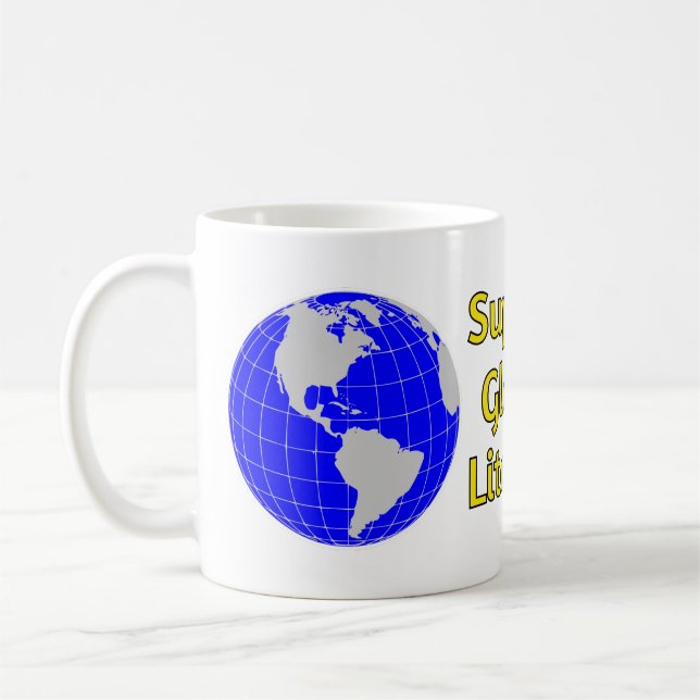 Caneca De Café Suportar a literacia global com o globo (branco) (Esquerda)