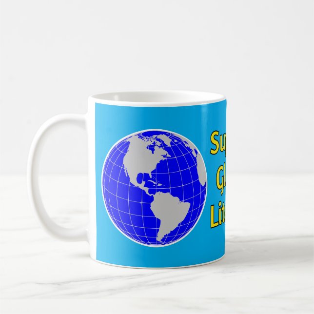 Caneca De Café Suportar a literacia global no mundo (Esquerda)