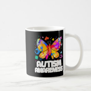 Caneca De Café Suporte à conscientização do autismo da borboleta 