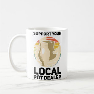 Caneca De Café Suporte Seu Vendedor Local de Cerâmica de Maconha 