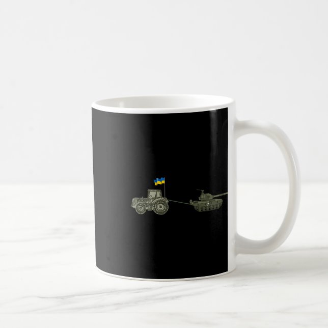 Caneca De Café Support Ukraine Tractor Pulling A Russian  (Direita)