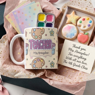 Caneca De Café Suprimentos de Arte para Professores Roxo Padrão 