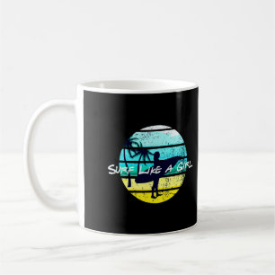 Caneca De Café Surf Como Uma Garota Surfista Que Oferece Um Retrô