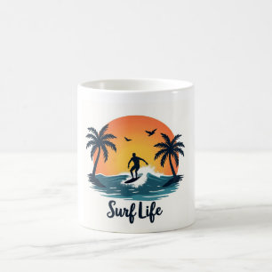 Caneca De Café Surf Life Minimizador Surfer Sunset Mug