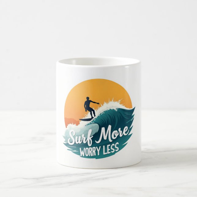 Caneca De Café Surf Mais ☕ Cama de Motivação de Onda Oceânica (Centro)
