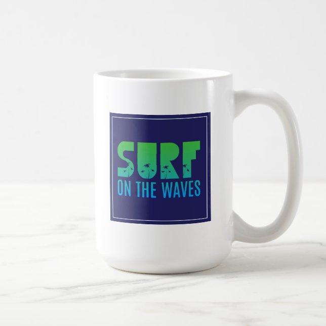 Caneca De Café Surf no poster das ondas (Direita)