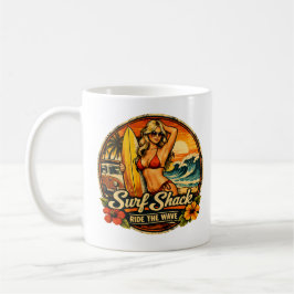 Caneca De Café Surf Shack Surfer Pin-Up | Ride The Wave Beach