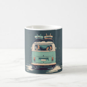 Caneca De Café Surf Van Splash – Camper Retrô de Praia