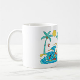Caneca De Café Surf & Waves – Cartoon Beach Gift Mug