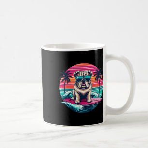 Caneca De Café Surfando Bulldog Inglês Pôr do Sol Retro Homens Mu