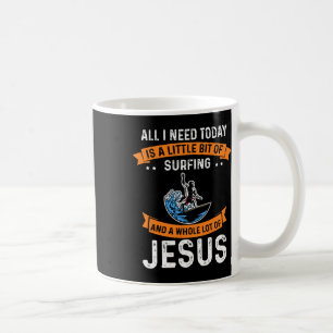 Caneca De Café Surfando E Jesus Esporte Cristão Surfista Prancha