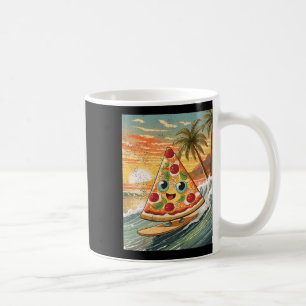 Caneca De Café Surfando uma fatia de pizza na onda em praia tropi