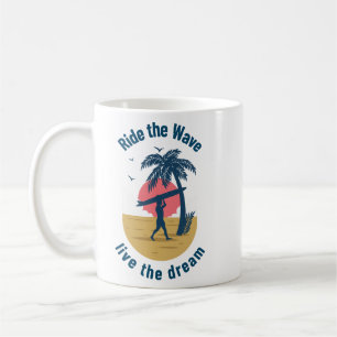 Caneca De Café Surfar - Andar A Onda Vive O Sonho