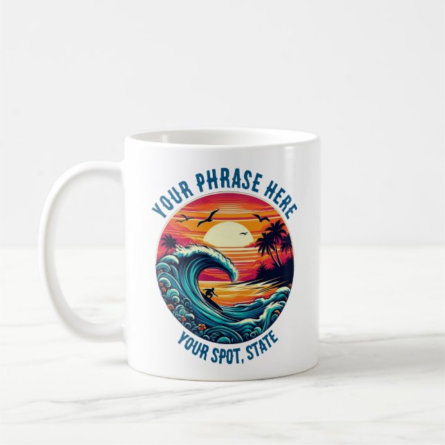 Caneca De Café Surfar no Estilo Retro Sunset (Esquerda)