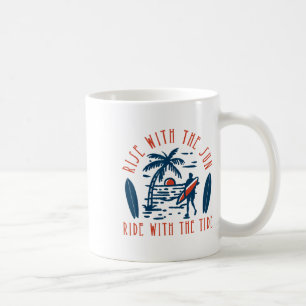 Caneca De Café Surfar Surfista Nasce Com O Sol Monta Com A Maré