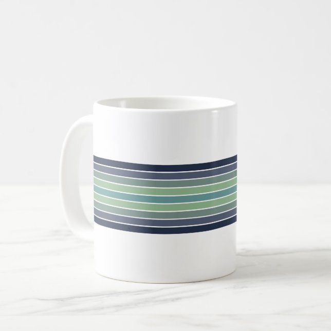 Caneca De Café Surfboard Azul e Verde Retroativa com Faixa (Frente Esquerda)