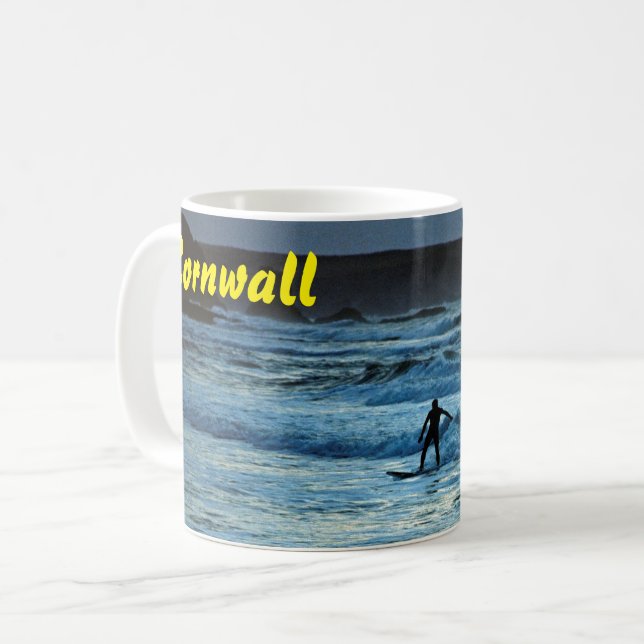 Caneca De Café Surfe de Cornwall (Frente Esquerda)
