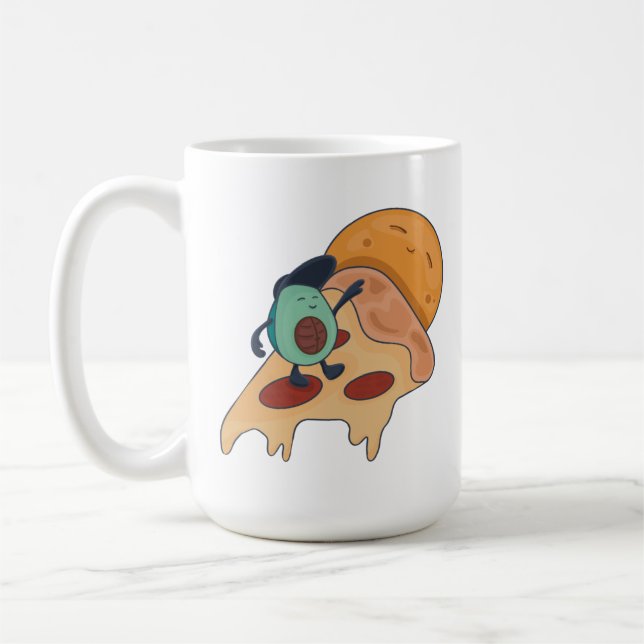 Caneca De Café Surfe legal no Avocado em uma fatia de pizza (Esquerda)