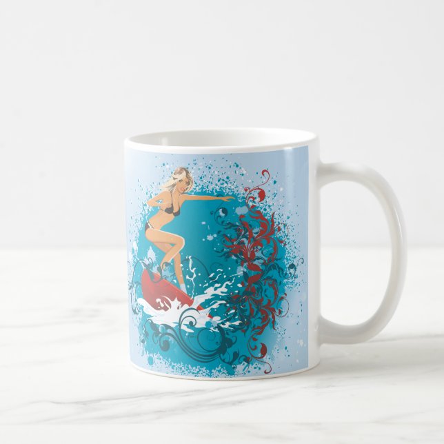 Caneca De Café Surfer Girl 1 Mug (Direita)