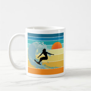 Caneca De Café Surfer Girl Vintage Sunset