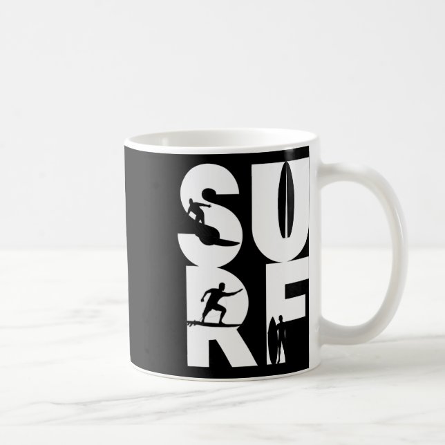 Caneca De Café Surfista Com Pranchas De Surfe Na Onda De Surfe Pi (Direita)