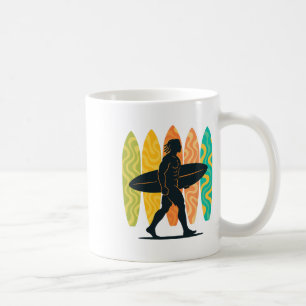 Caneca De Café Surfista de Verão Onda Surfe Prancha de Surfe Prai